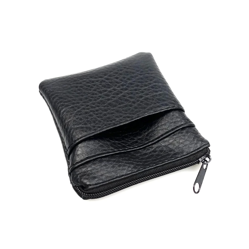 

Fashion Pu Leather Cheap Small Coin Purse Women Men Short Wallet Money Change Bags Little Portable Key Card Holder Solid Black