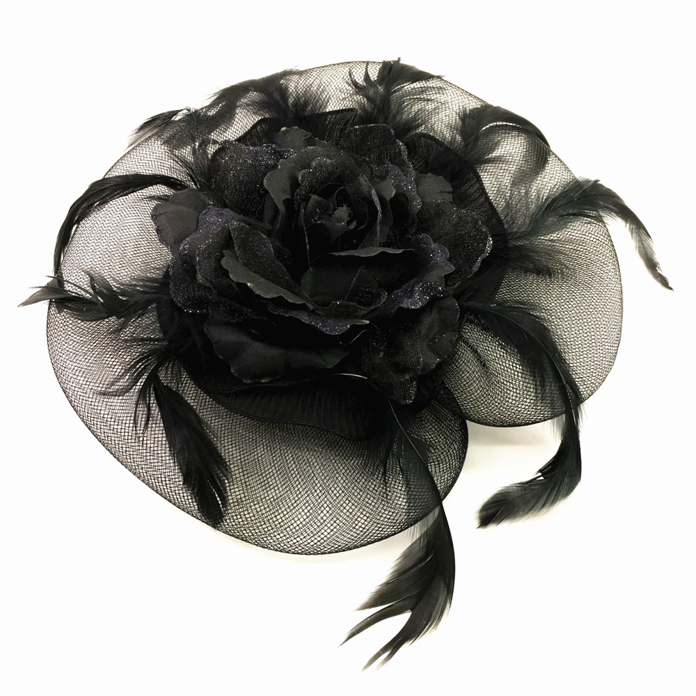 

Flower Feather Mini Hat With Clip Small Hats And Fascinators Chapeu Casamento Wedding Hair Accessories WIGO0122