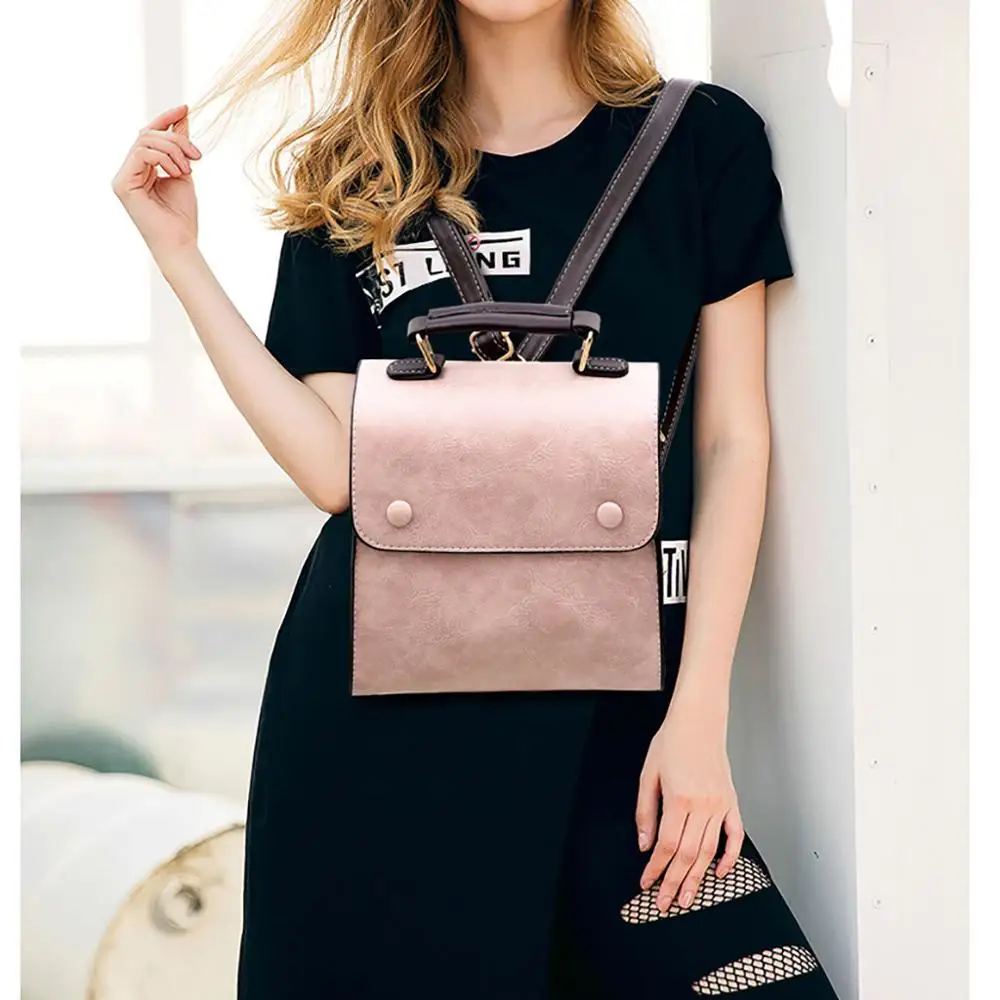 

Women Color Matching Wild Fashion Leisure Travel Bag Student Bag Backpack High Quality Solid Bag Phone Pocket 2019 mochilas