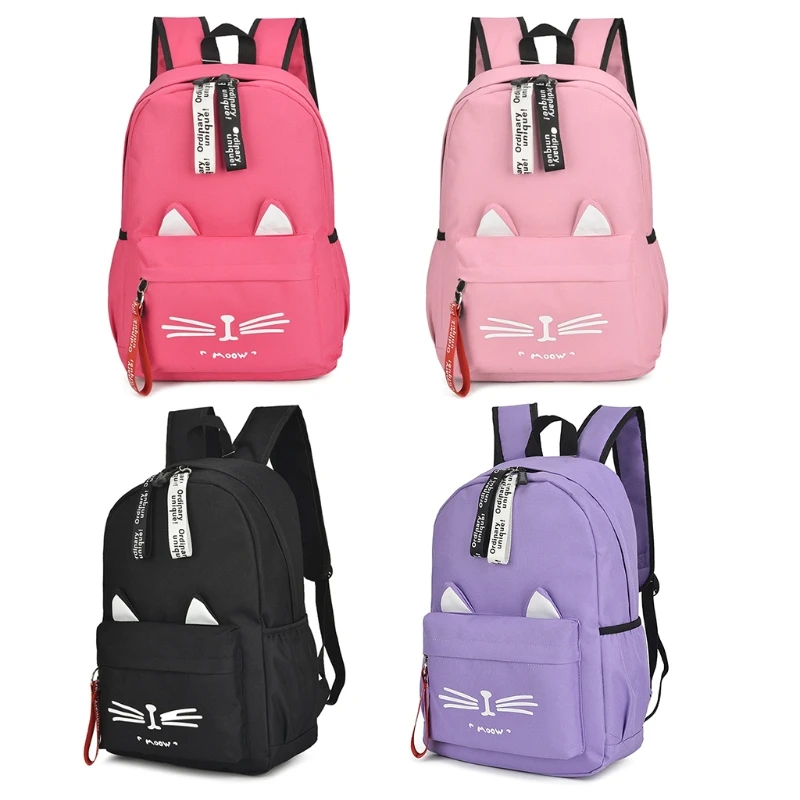Fashion Women Cute Canvas Cat Print Backpack School Bags for Teenage