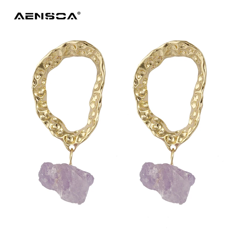

AENSOA New Unique Creative 3 Color Irregular Resin imitation Stone Drop Earring For Women Fashion Jewelry Gift Wholesale 2019