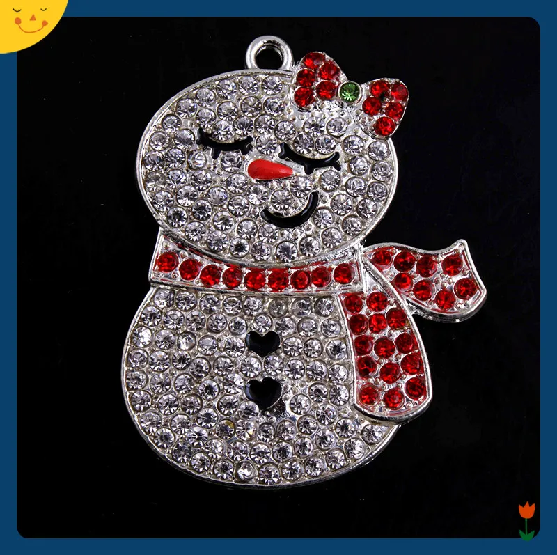 

OYKZA Fashion Jewelry 36*46mm 5pcs Zice Alloy Snowman Rhinestone Pendants for Chunky Beads Necklace Making
