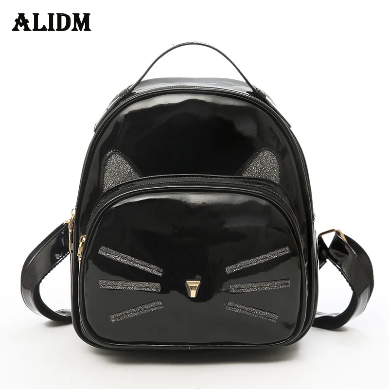 

Cute Patent Leather Backpack Women Cat Backpacks For Girls Small Backpack Fashion Shoulder Bags Female Mochila Sac A Dos 2018