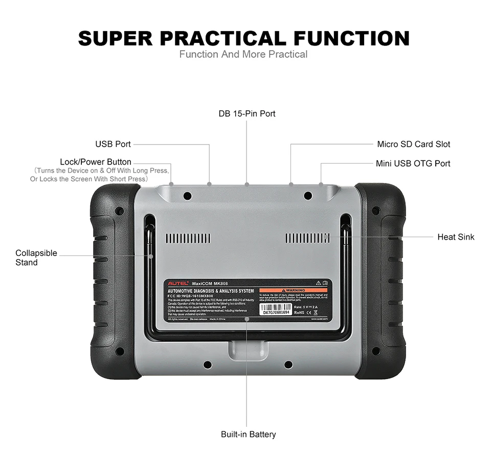 Новые 7 дюймов autel MaxiCOM MK808 автомобильный диагностический сканер с ИММО/EPB/BMS/TPMS/DPF Услуги заменить EU908