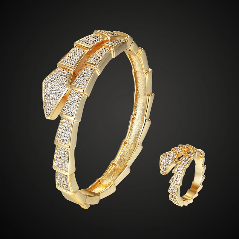 

Theresa Luxury brand snake Cubic Zircon Bangles For Women Party Anniversary Jewelry Woman Gold Bracelet Women Bangles Accessory