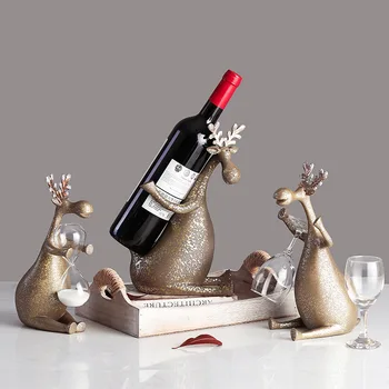 

Retro Deer Wine Rack Cup Holder Statue Abstraction Animal Colophony Crafts Home Accessories L2934