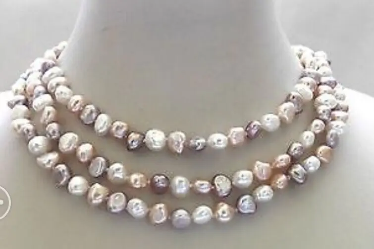 

elegant baroque south seas white pink purple pearl necklace 45inch (9.13)