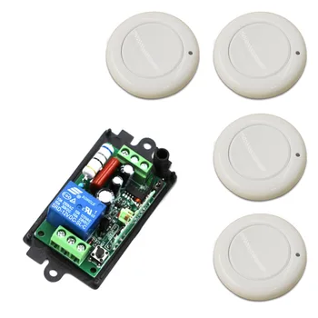 

New Type AC110V 220V 1CH Wireless Remote Control Switch System Receiver & 4*White Wall Panel Sticky Remote High Quality