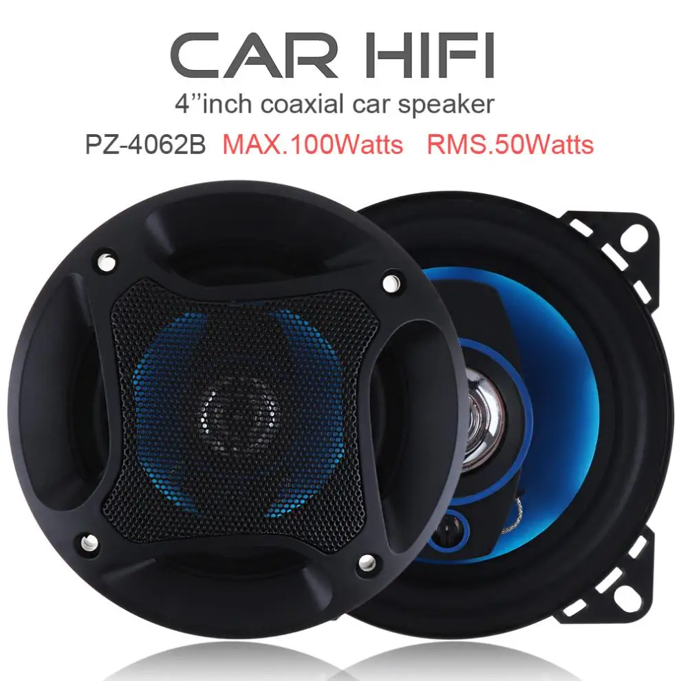 Comprar ¡2 uds! Altavoz de coche 4 pulgadas 100W 3 vías Auto Coaxial Hifi altavoces cuerno Audio música estéreo altavoz de frecuencia de rango completo