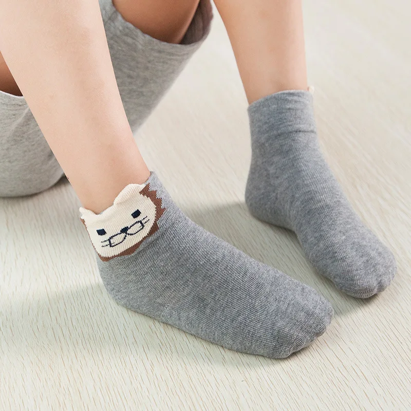 3 пар/лот детские носки с принтом Лев и рисунками из мультфильмов Очаровательные