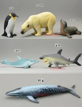 

meticulous workmanship solid pvc figure Genuine simulation model toy Polar bear seal shark dolphin whale sharks 5pcs/set