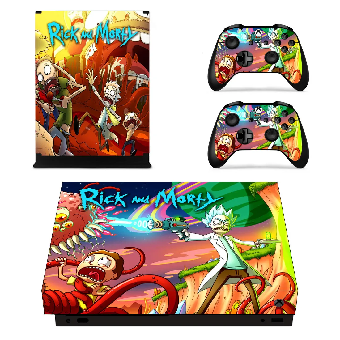 Виниловые наклейки для кожи наклейки для xbox one x Rick and Morty наклейки pegatinas Adesivo для xbox one x консоли и два контроллера