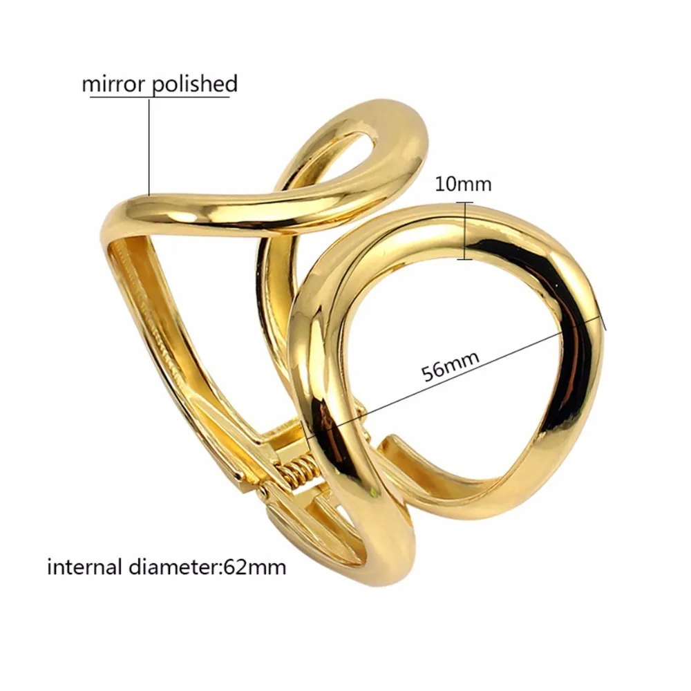 Simple Punk Cuff Bracelets & Bangles Summer Statement Gold Color Metal Pulseiras Present Jewelry 2