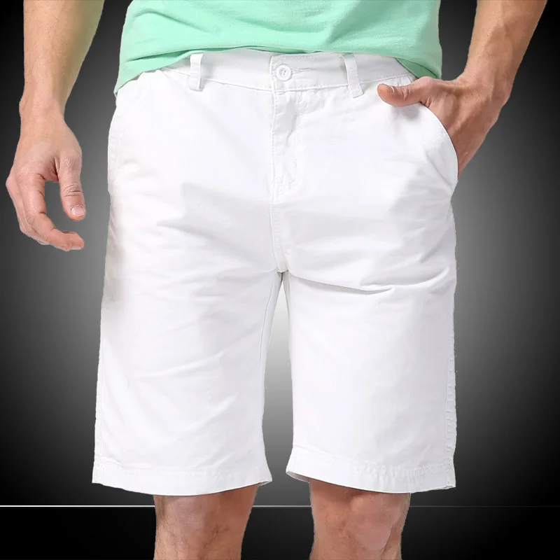 Летние мужские шорты модные большие размеры 30-40 базовые Качественные однотонные шорты для мужчин E6056 - Цвет: White