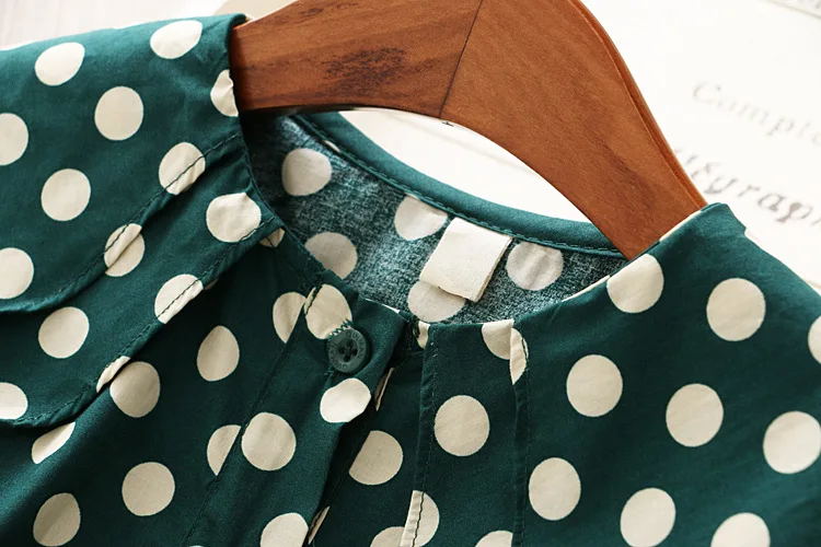 Блузки в горошек с оборками и воротником для девочек;# LHF45