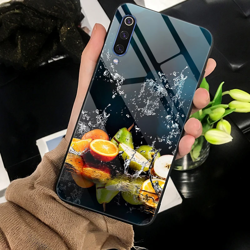 Tempered Glass Case For Xiaomi Mi 9 Case Space Flower Cover For Xiaomi mi9 Case Silicone Bumper Coque For Xiaomi mi 9 Cover Capa