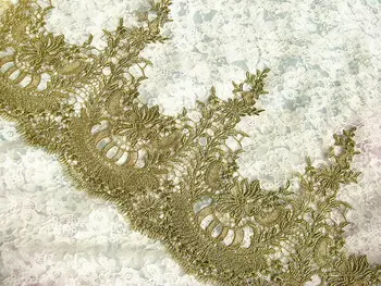 

Gold Lace Trim, gold scalloped lace, Retro golden trim lace, 9.8 inches wide, 5 yards /lot GT025