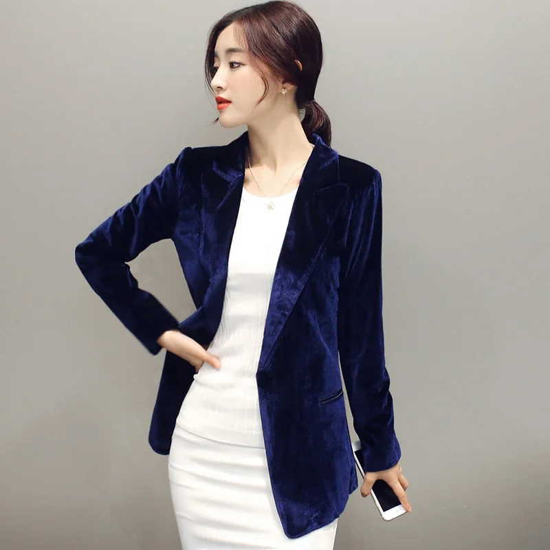 2017 Donne Velluto Giacca Sportiva Delle Donne Giacche e Blazer Blu  Elegante Giacche Donna Blazer Cappotto Slim Cappotto Casual Grazioso  Vestito Femminile|blazer women jacket|elegant jacket womenfemale suits -  AliExpress
