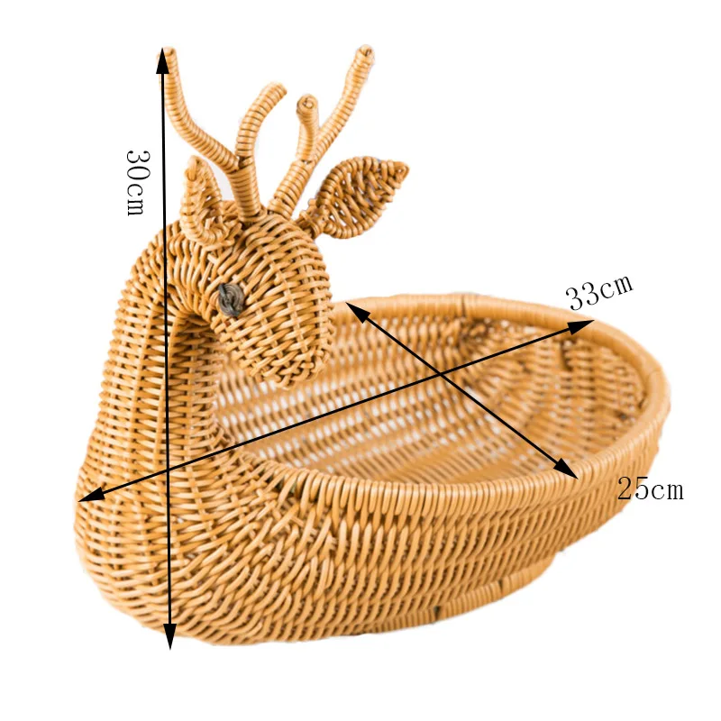 HHYUKIMI бытовые корзины ручной работы для хранения корзина, Коричневый Олень форма соломенная плетеная ротанговая корзина для хранения фруктов Органайзер