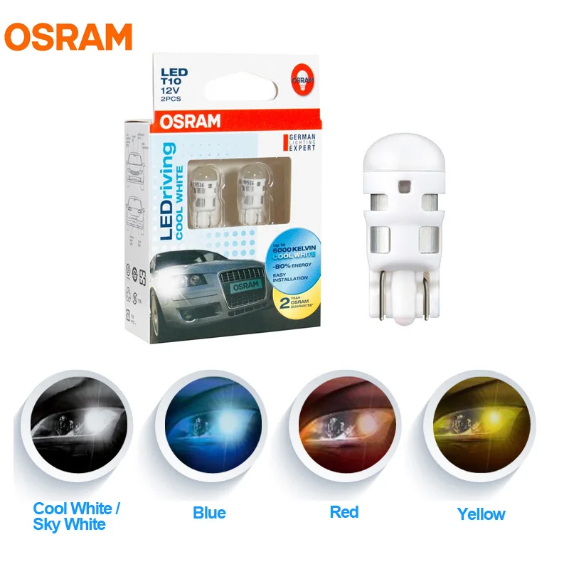 

OSRAM T10 2880 W5W 2000K to 8000K 12V 1W LED LEDriving Standard Car Side Marker Lamps Turn Signal Light 2,000h Lifetime