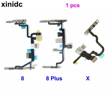 

Xinidc 1pcs New Power On Off Button Volume Switch Connector Flex Cable with metal Replacement For iPhone 8G / 8 plus / X Parts
