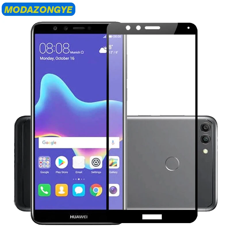 Tempered Glass Huawei Y9 2018 Screen Protector FLA-LX1 Y 9 Full Cover Flim | Мобильные телефоны и аксессуары