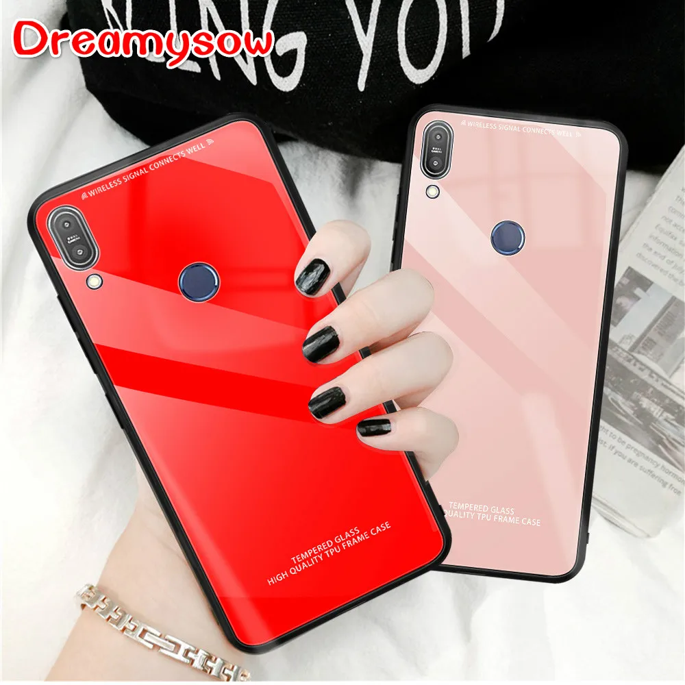 

Tempered Glass Case For Asus Zenfone Max Pro M1 ZB601KL ZB602KL M2 ZB631KL ZB633KL Pure Color Back Glass Cover For ZB602KL Capas