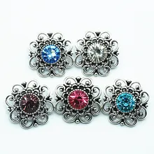 Мода красота Красочные Стразы Цветы 18 мм Кнопки fit застежка браслета ювелирные изделия оптом KZ3164