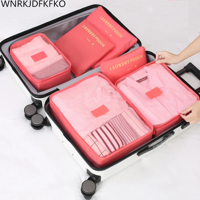 

6 Pieces Travel Storage Bag Waterproof Clothes Packing Cube Luggage Organizer Set Sorting Organizer Bag Wholesale