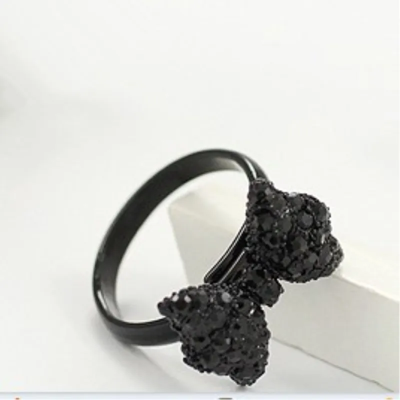 

Korean Style Bow Knot Finger Sweet Cute Girls Exquisite Silver Plated Jewelry Vintage Rings For Women 4RD240