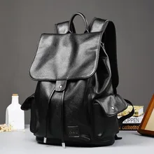 ETONWEAG New 2017 women brands leather black string preppy style backpacks laptop school bags vintage travel document bag