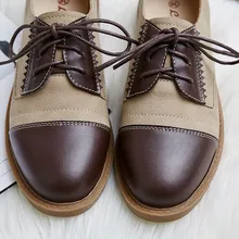 Брендовые женские лоферы на плоской подошве из натуральной кожи в стиле пэчворк; модная обувь на шнуровке; женская Винтажная обувь с круглым носком черного цвета и цвета хаки; женская обувь с вышивкой