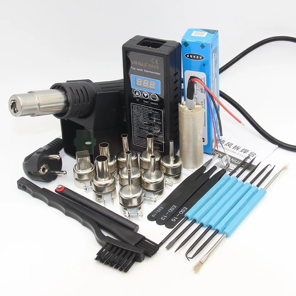 

YIHUA 8858 Portable Heat Hot Air Gun BGA Rework Solder Station Nozzle Heating element Auxiliary tools