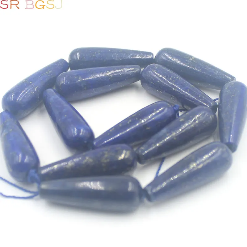 Модные 10x30 мм капли каплевидной формы натуральный драгоценный камень Бусины подлинное натуральное изготовление каменных ювелирных изделий бусины нить 15" - Цвет: 19 Lapis Lazuli