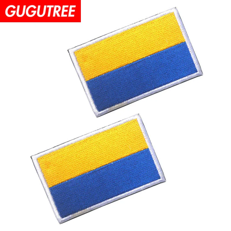 

GUGUTREE embroidery HOOK&LOOP Ukraine flag patch national flag patches badges applique patches for clothing AD-332