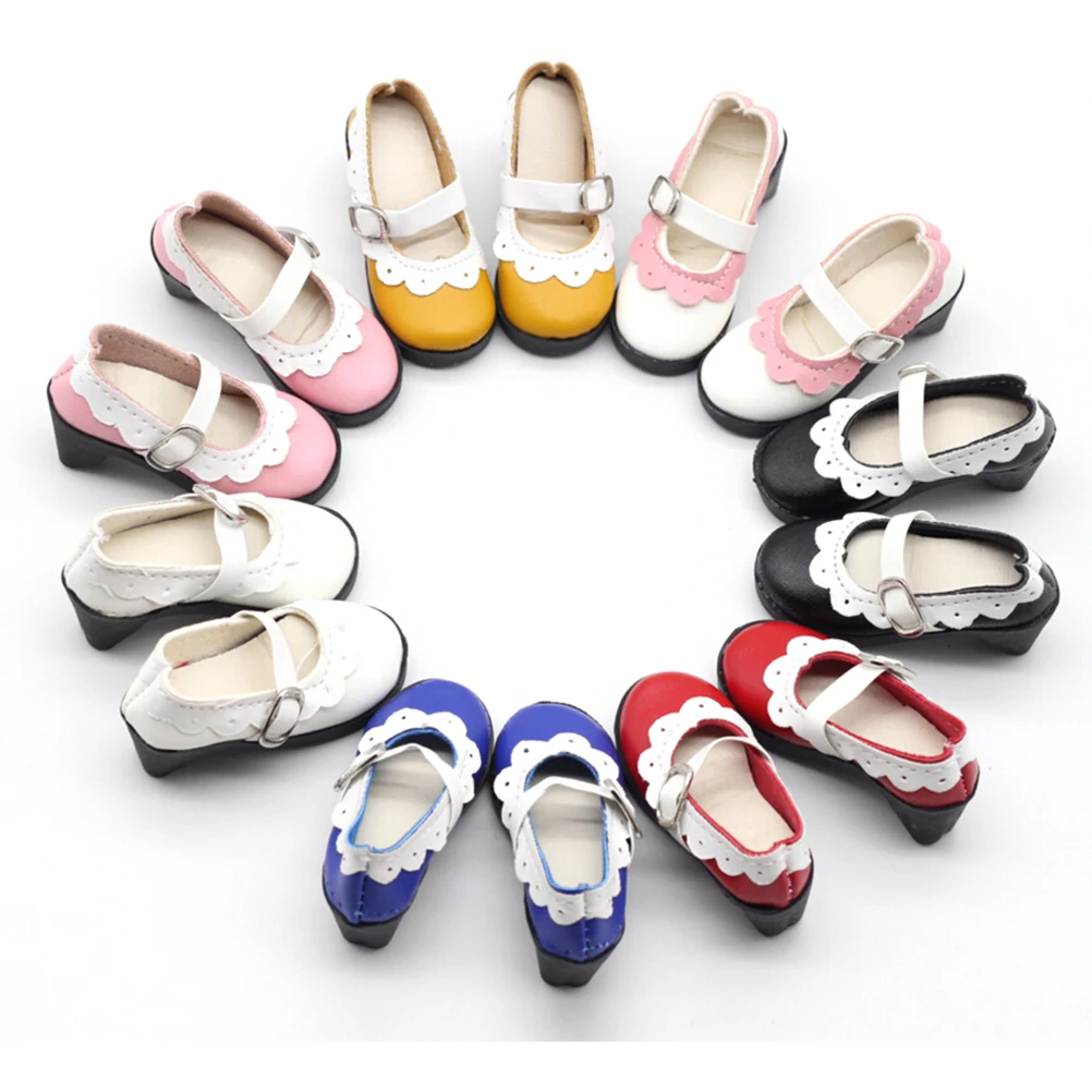 

1Pair new style PU Leather Shoes Popular 6.5cm Mini Shoes For girl Doll Accessories hot selling