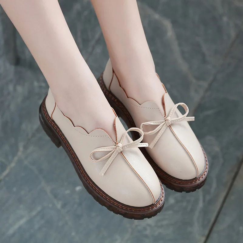 Flats British Style Oxford Shoes Women Spring Soft Leather Oxfords Flat