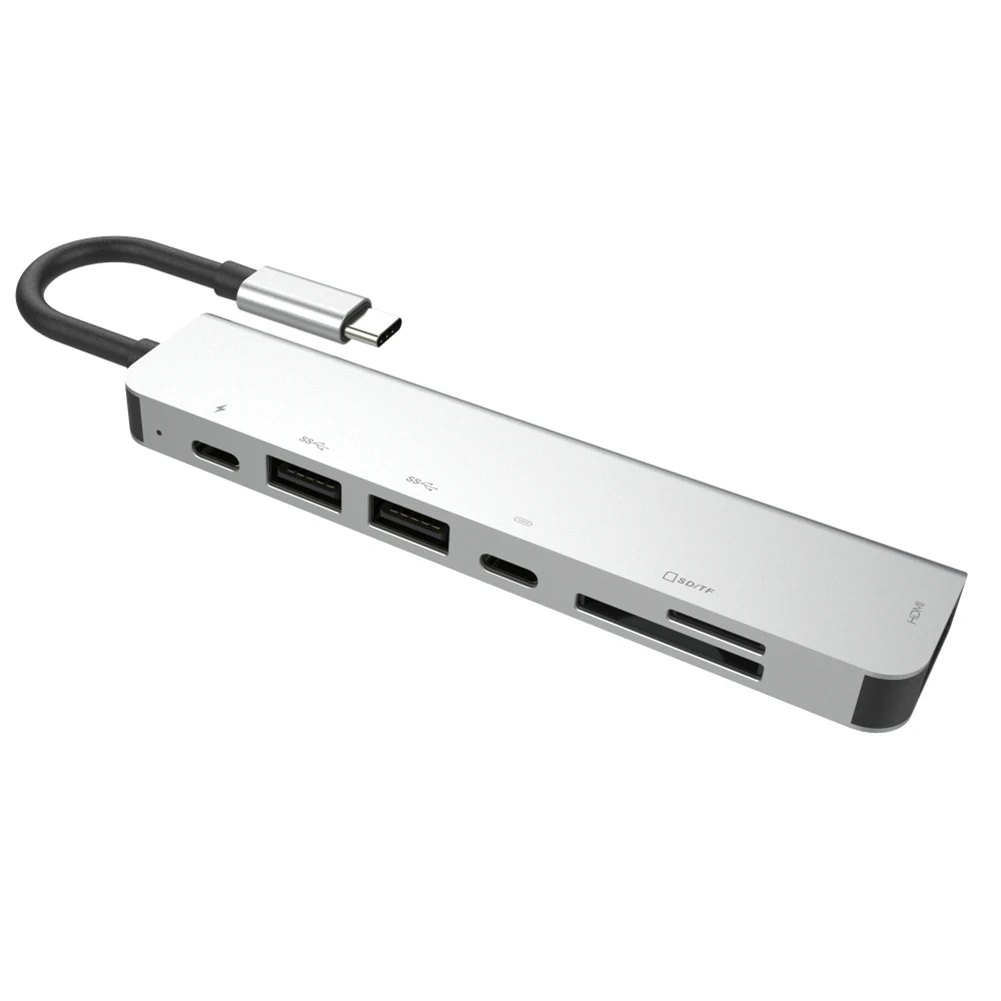 Горячий 7-в-1 Тип C концентратор мульти Порты и разъёмы HDMI адаптер Ethernet Порты и разъёмы с 2 портами(стандарт 3,0 Порты с 60WPower доставки для MacBookand более USB C концентратор USB