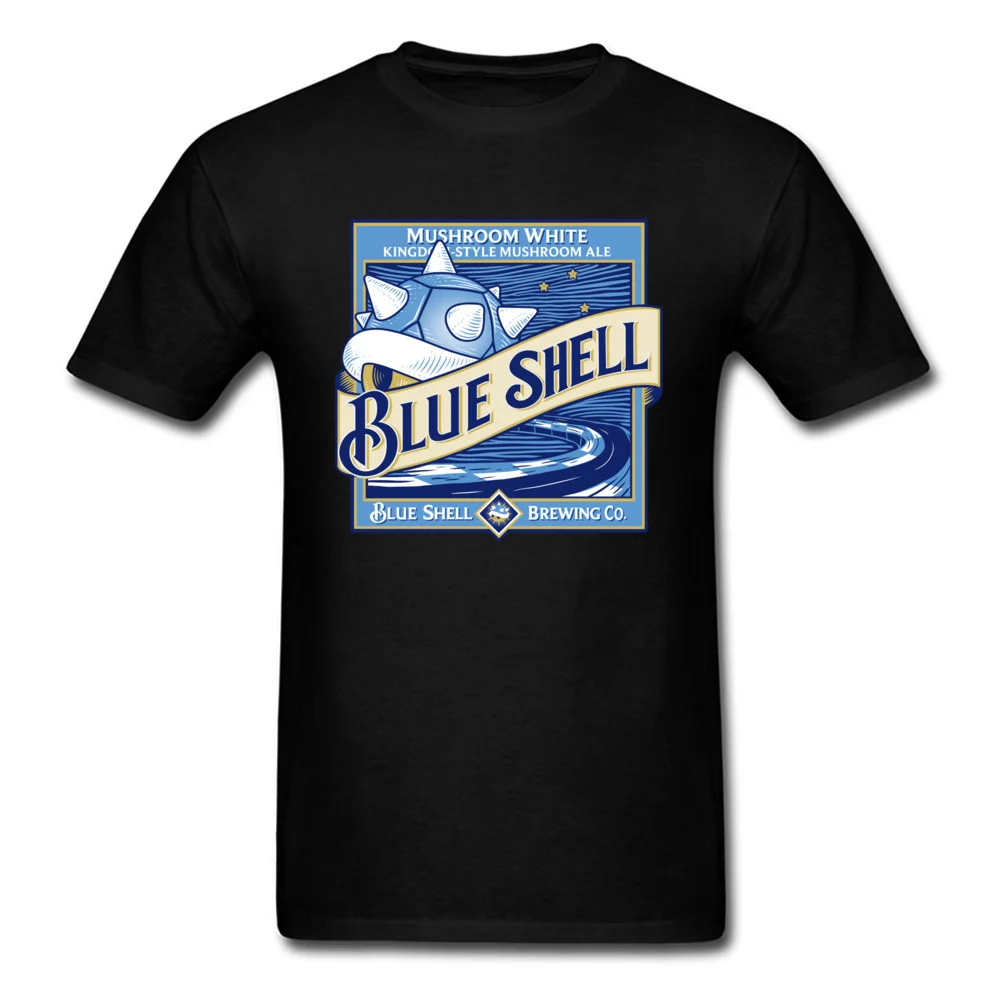 blue shell beer 6837 T-shirts for Men Print Thanksgiving Day Tops Shirts Short Sleeve Classic Sweatshirts Crew Neck 100% Cotton blue shell beer 6837 black