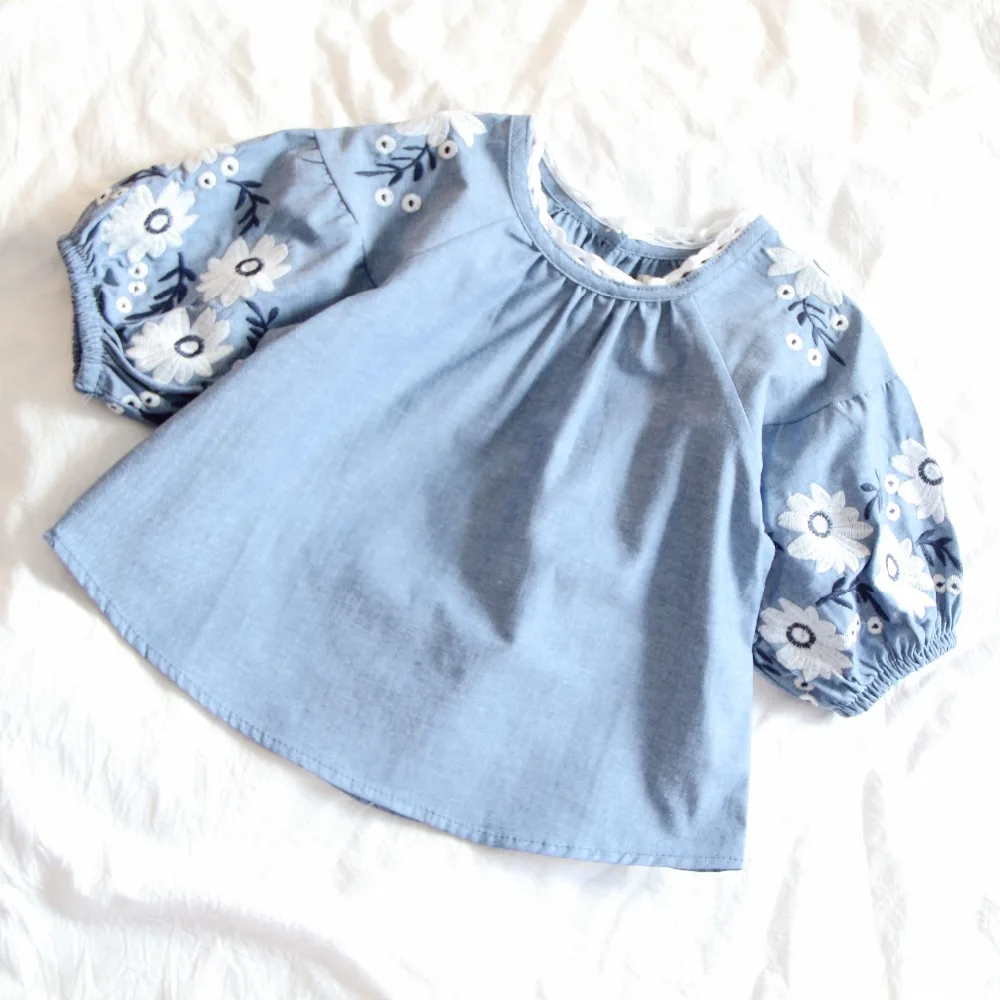Весенняя блузка для маленьких девочек вышитое цветочное кружево с длинными рукавами; детская одежда для девочек; топы; детская одежда с бутиками