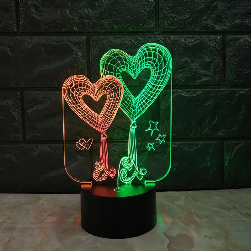Двойной красочный меняющийся светодиодный настольный ночник USB сенсорный 3D лампа для Декор для детских комнат ночной Детский Светильник
