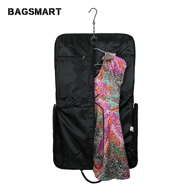 

BAGSMART Black Nylon Business Dress Garment Bag With Handle Clamp Waterproof Suit Bag Men's Garment Suit Travel Bag for Suit