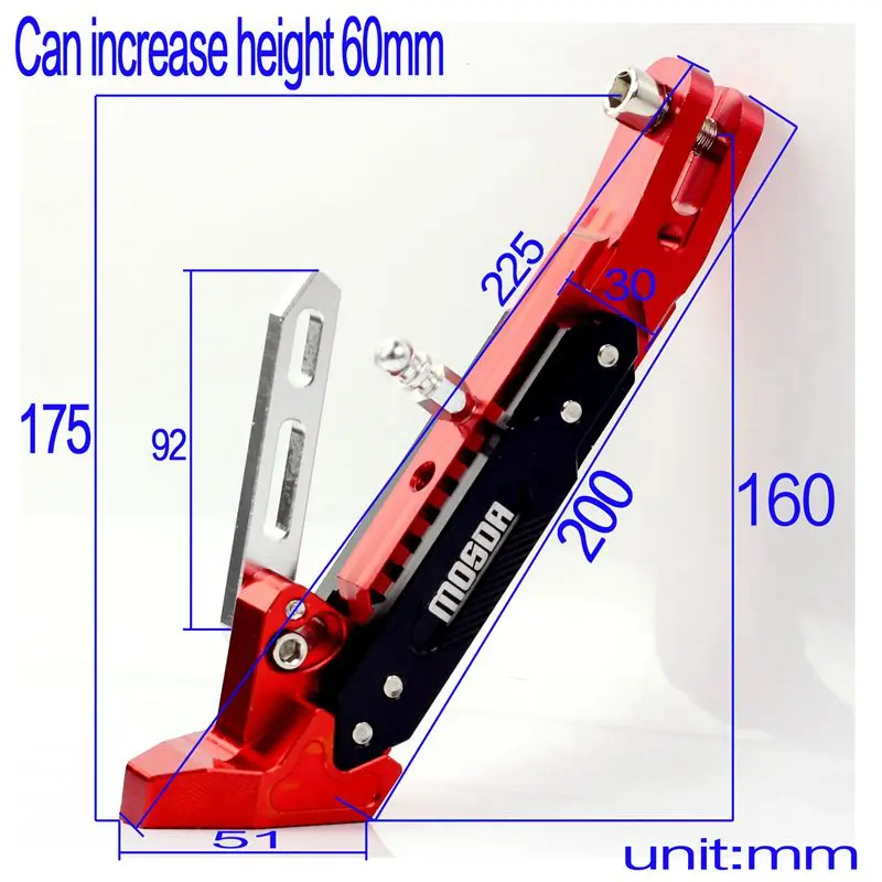

MOSDA Motorcycle support side frame adjustable high side support modified scooter side stand for Motorcycle Kickstand