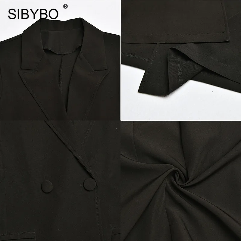 Sibybo мини-платье-блейзер на кнопках, женское модное повседневное осеннее платье с длинным рукавом, однотонное уличное праздничное платье vestidos