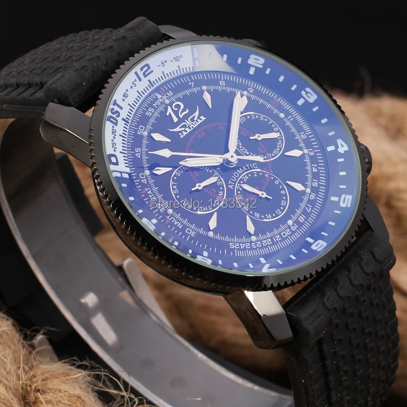 Jargar JAG6066M3B2 новые мужские автоматические Модные часы черные наручные для мужчин с