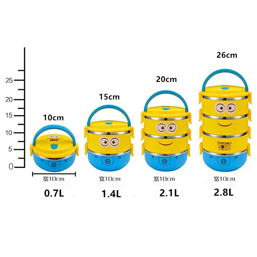 Миньон Мультфильм Ланч из нержавеющей стали коробка портативный герметичный тепловой Ланч-бокс s контейнер для пикника Студенческая коробка для завтрака Хранение продуктов