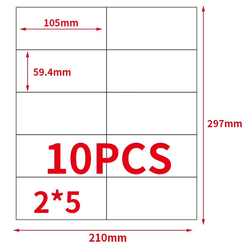 GL-09 (50sheets) 10-up 500 labels 105 mm x 59.4  on A4  Self- Adhesive Printing Labels for laser/inkjet printer