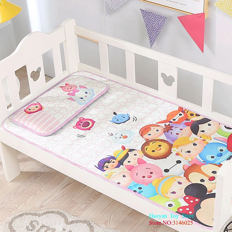 

Dinsey Summer Baby Mat Ice Silk Mat Newborn Mickey Minnie Elsa Princess Baby Mat Summer Breathable Kindergarten Nap Mat Pillow