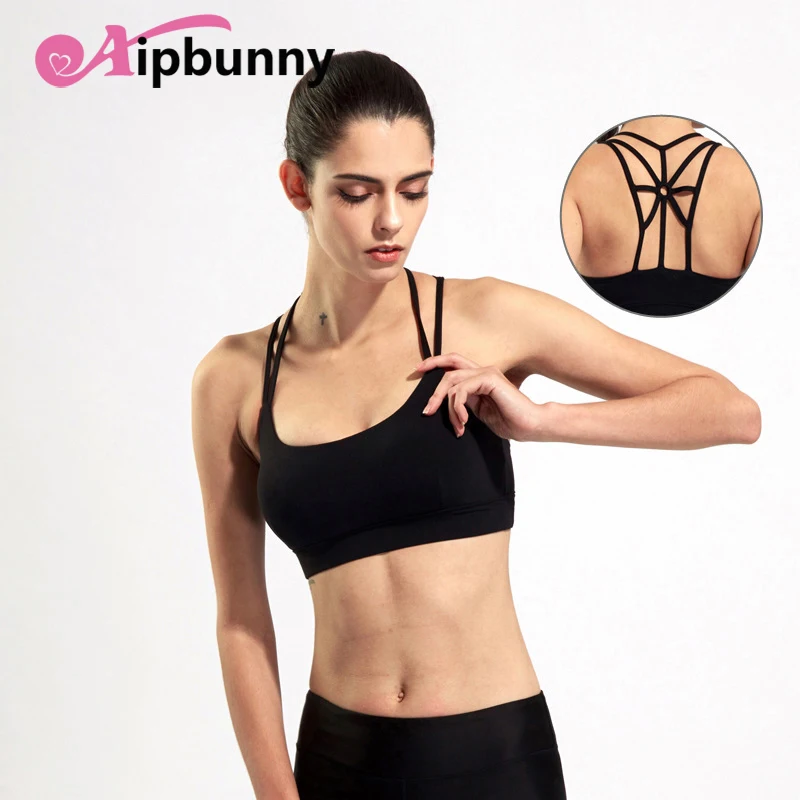 

Aipbunny 2018 Hot Sexy Backless Push Up Exercise Women's Cropped Top Fitness Sports Bra Jogger Running Anti-Shock Gym Brassiere