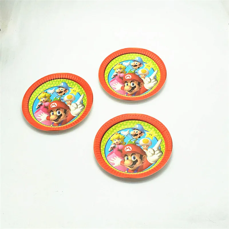 30/60pcs for 10/20kids disposable tablewares cups plates banners super mario theme for children birthday party